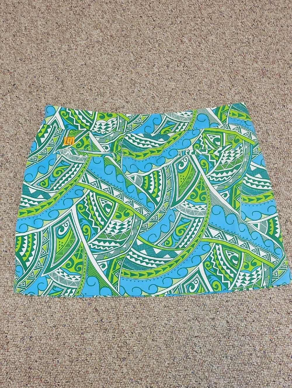 Loudmouth Ladies Aqua & Lime Printed Mini Skort sz 14 golf coastal grandma - Picture 2 of 5